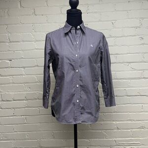 LAUREN, Women’s Charcoal Gray Striped Shirt, Size Small